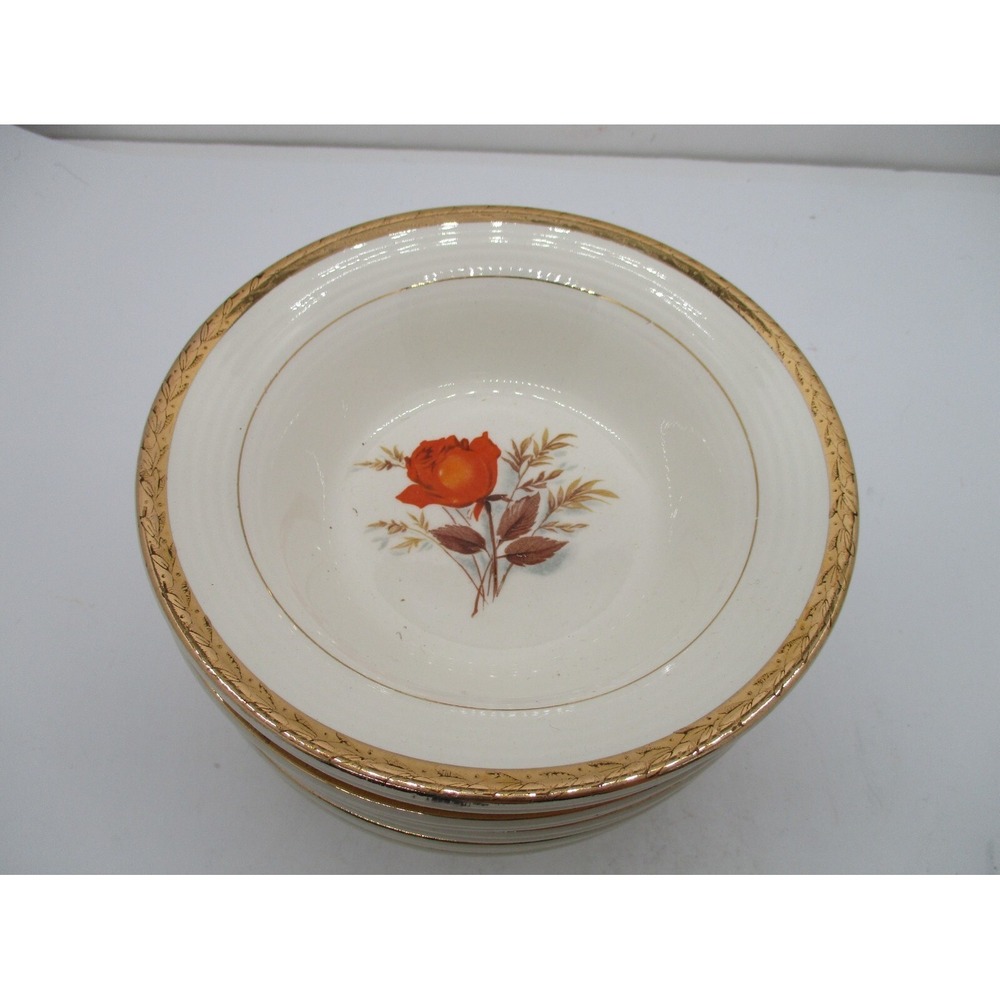 Triumph American Limoges-Vermillion Rose 9 @ 6" Bowls Sebring Ohio 22k - Picture 1 of 6